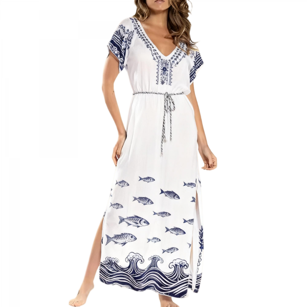 Embroidered Sun Protection Bikini Jacket